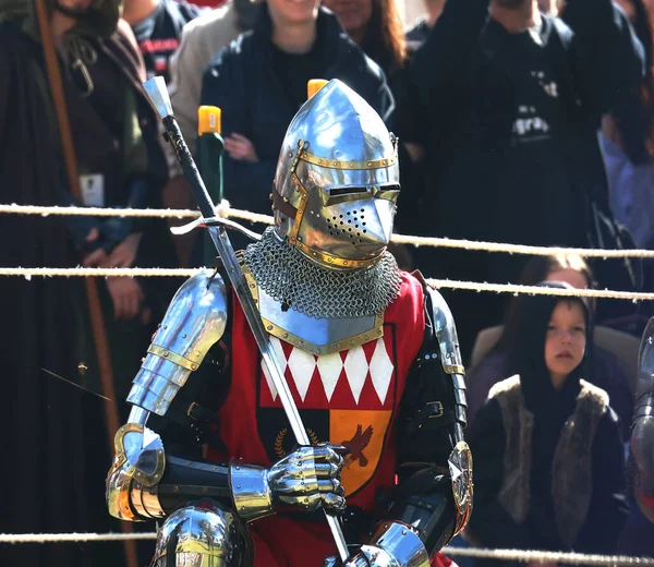 South Australia Gumeracha Medieval Fair Maio 2021 Cavaleiro Capacete Metal — Fotografia de Stock