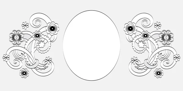 Design Oválného Rámu Abstraktními Ručně Kreslenými Tvary Květy Zdobený Rámeček — Stock fotografie