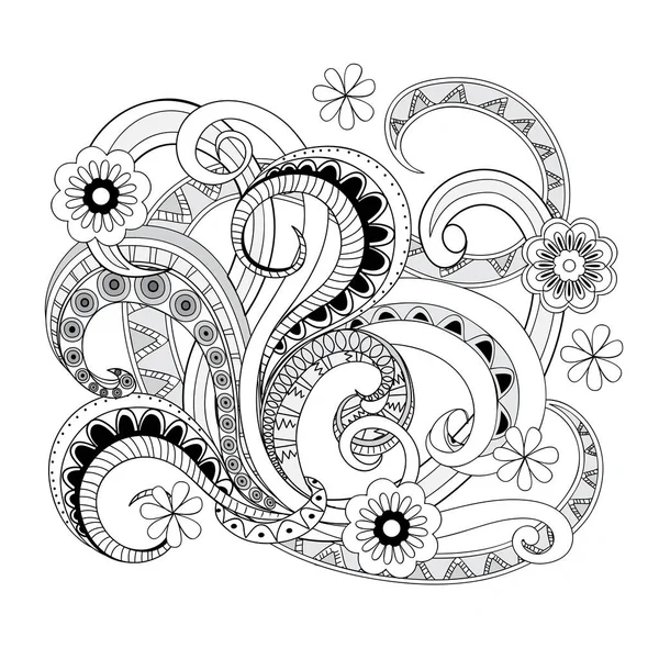 Abstrato Mão Desenhada Zen Formas Emaranhadas Flores Página Isolada Para — Fotografia de Stock