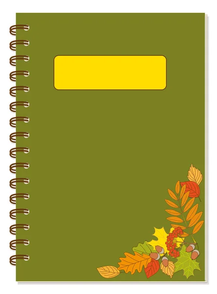 Colorful Cover Design Autumn Foliage Rowanberry Bunch School Notebook Exercise — Vetor de Stock