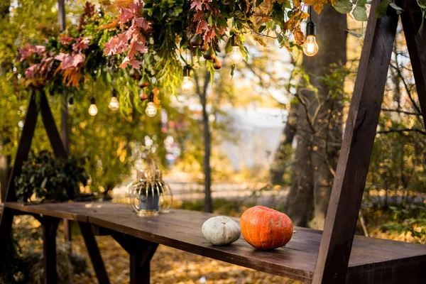 Tisch Für Die Halloween Feier Garten Hochwertiges Foto — Stockfoto