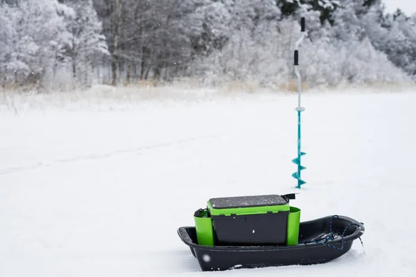 Winter Fishing Fish Ice Fishing Rods Equipment Winter Fishing Lake — Stock Photo, Image