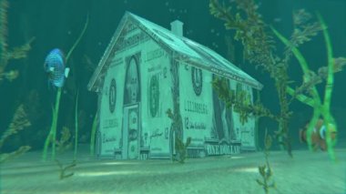Sualtı Konut kredisi: Ev kredisi fenomeniyle ilgili 3D animasyon ev kredilerinin gerçek değerinden daha yüksek.