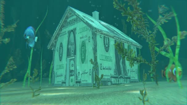 Onderwater Hypotheek Een Animatie Met Betrekking Tot Het Fenomeen Van — Stockvideo