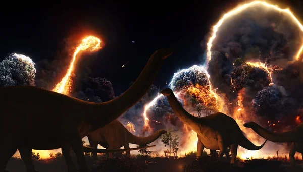 Illustration Asteroid Strike Would Lead Extinction Dinosaurs Million Years Ago Stock Photo