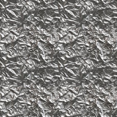 Buruşmuş alüminyum folyonun kusursuz dokusu. Bir taşla dört kuş.