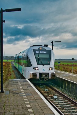 Tren Hollanda 'nın Groningen kentindeki Warffum kırsalına yanaşıyor.