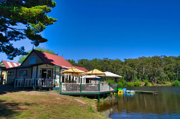 Boat House Cafe Sluneční Palubou Šlapadla Lake Daylesford Victoria Austrálie — Stock fotografie