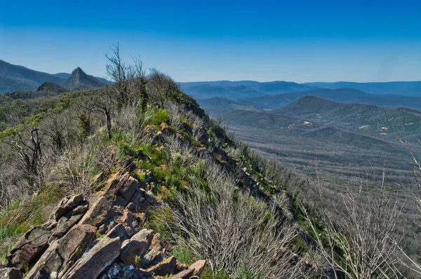 오스트레일리아 중부의 빅토리 아주에 알렉산드라 사이에 대성당 산맥의 산등성이를따라가 십시오 — 스톡 사진