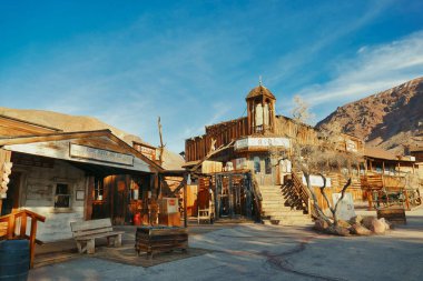 Calico, CA, USA, 2-2-2019. Vahşi Batı hayalet kasabası Calico, San Bernardino County, Kaliforniya, ABD, eski bir maden kasabası.