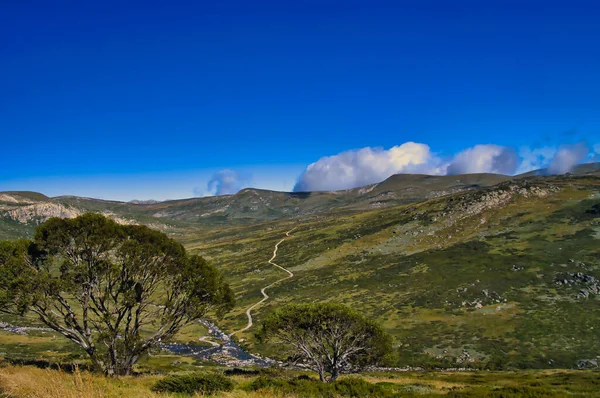 오스트레일리아 뉴사우스웨일스주 공원에 계곡에 스노이강을 횡단하는 산맥걷기 — 스톡 사진