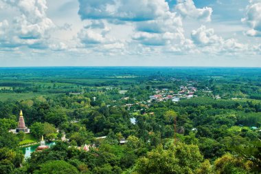 View to the southwest over the flat land of the province of Bueng Kan, northeastern Thailand, from the mountain temple of Wat Chetiya Wihan Phu Tok (Wat Chetiya Khiri Wihan)