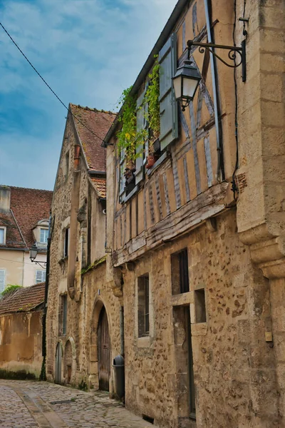 Scène Rue Avec Maisons Médiévales Dans Vieille Ville Française Avallon — Photo