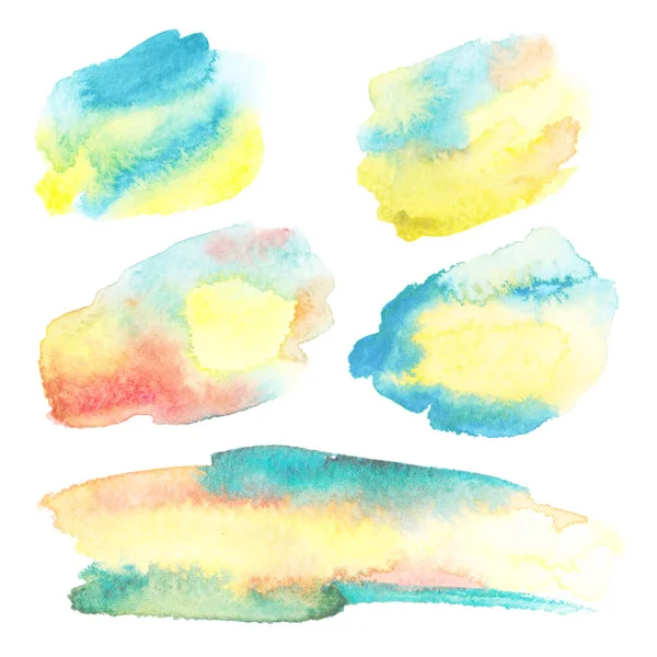 Watercolor Abstract Yellow Stains White Background Color Drawing Paper Hand — Stock Photo, Image
