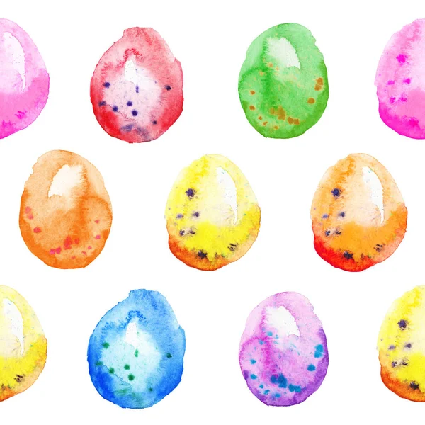 Watercolor Pattern Easter Eggs Easter Eggs Easter Holidays Design — Stock Photo, Image