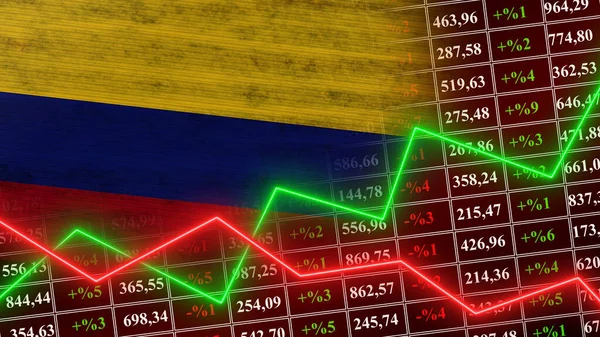 Bandera Colombia Finanzas Gráfico Financiero Mercado Valores Gráfico Bursátil Índices — Foto de Stock