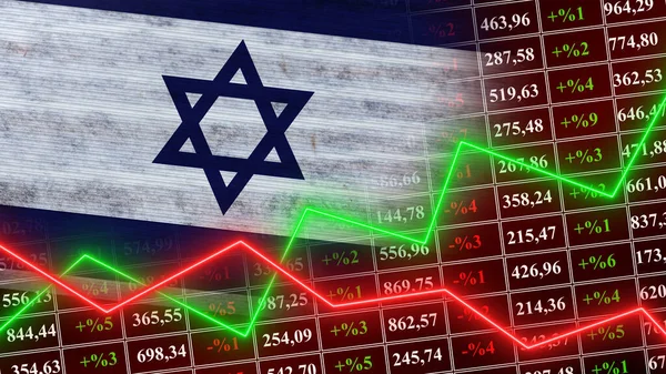Bandeira Israel Finanças Gráfico Financeiro Mercado Valores Gráfico Bolsa Valores — Fotografia de Stock