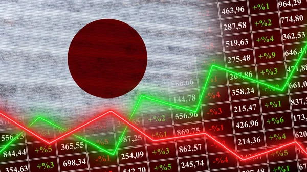 Japan Flag Finance Financial Chart Stock Market Stock Exchange Graph — Stock Photo, Image