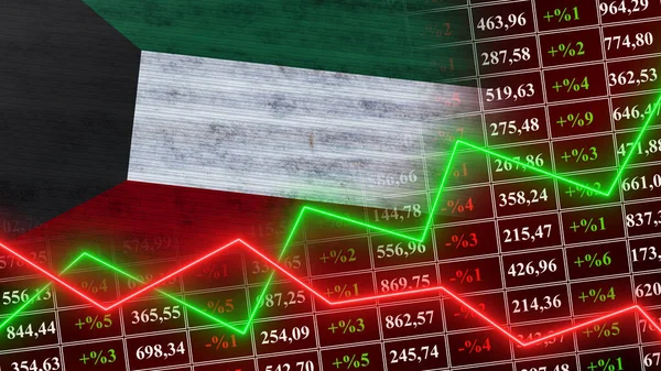 Kuwait Flag Finance Financial Chart Stock Market Stock Exchange Graph — стокове фото
