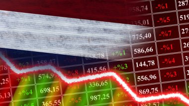 Hollanda Bayrağı, Finans Grafiği, Finansal Çizelge, Borsa, Borsa Grafiği, Borsa Endeksi, Ekonomik Kriz, 3D İllüstrasyon