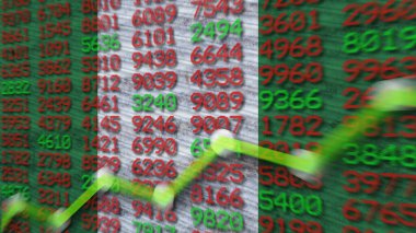 Nijerya Bayrağı, Finansal Çizelge, Finans Grafiği, Borsa, Borsa Grafiği, Borsa Endeksi, Ekonomik Büyüme, 3D İllüstrasyon