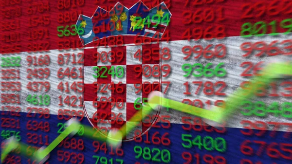 Kroatien Flagge Finanzdiagramm Finanzdiagramm Börse Börsendiagramm Aktienindizes Wirtschaftswachstum Illustration — Stockfoto