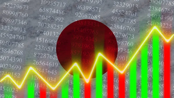 Japan Flag Financial Chart Finance Graph Stock Market Stock Exchange — Stock Photo, Image