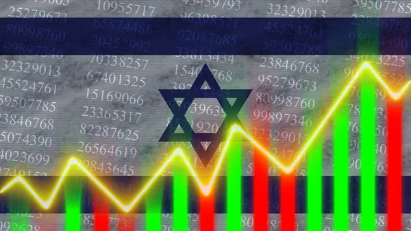 Bandeira Israel Gráfico Financeiro Gráfico Financeiro Mercado Ações Gráfico Bolsa — Fotografia de Stock