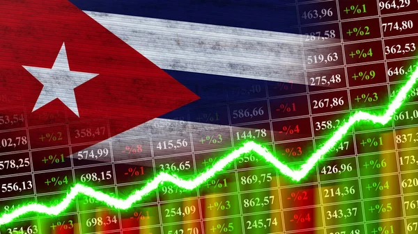 Kuba Flagge Finanzdiagramm Finanzdiagramm Aktienmarkt Börsendiagramm Aktienindizes Wirtschaftswachstum Illustration — Stockfoto