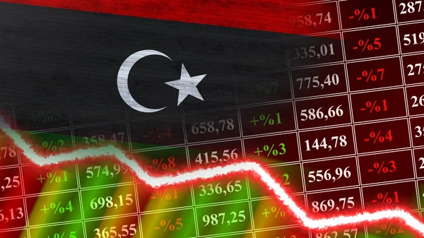 Libya Flag Finance Graph Financial Chart Stock Market Stock Exchange — Stok Foto