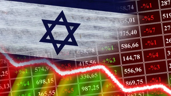 Bandeira Israel Gráfico Financeiro Gráfico Financeiro Mercado Ações Gráfico Bolsa — Fotografia de Stock