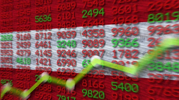 Austria Flag Financial Chart Finance Graph Stock Market Stock Exchange — Stockfoto