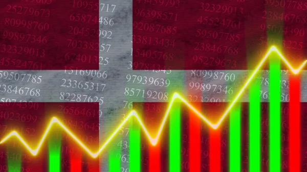 Denmark Flag Financial Chart Finance Graph Stock Market Stock Exchange — 스톡 사진