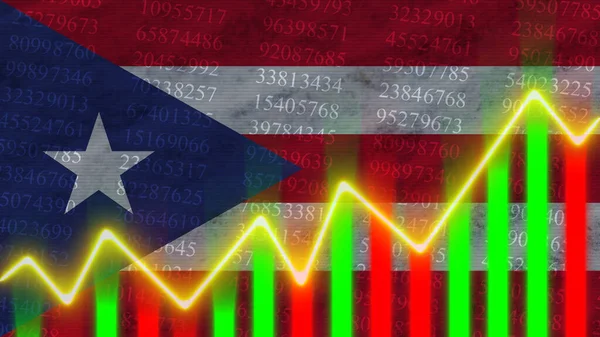 Puerto Rico Flagge Finanzdiagramm Finanzdiagramm Aktienmarkt Börsendiagramm Aktienindizes Wirtschaftswachstum Illustration — Stockfoto