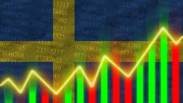 Sveç Bayrağı Finansal Çizelge Finans Grafiği Borsa Borsa Grafiği Borsa — Stok fotoğraf