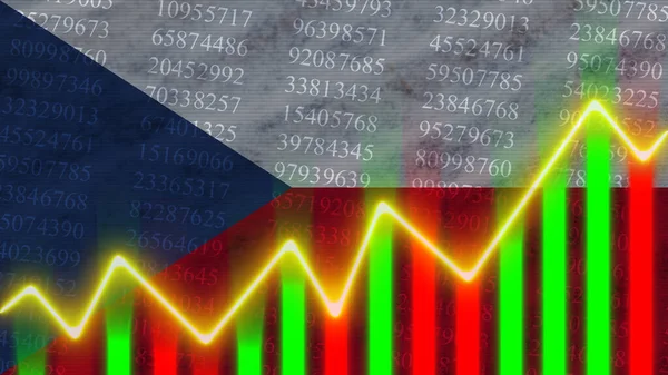 Tschechische Republik Flagge Finanzdiagramm Finanzdiagramm Börse Börsendiagramm Aktienindizes Wirtschaftswachstum Illustration — Stockfoto
