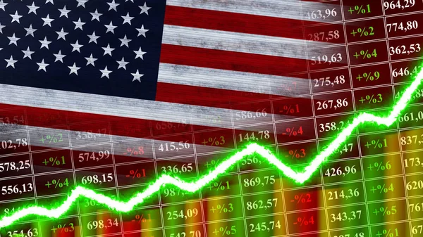 Stati Uniti America Bandiera Grafico Finanziario Grafico Delle Finanze Mercato — Foto Stock