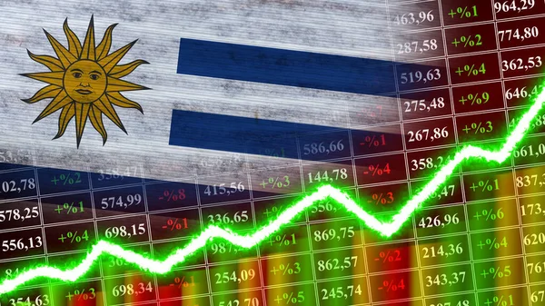 Уругвайский Флаг Финансовый График Финансовый График Фондовый Рынок Биржевой График — стоковое фото