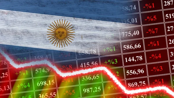 Bandera Argentina Gráfico Finanzas Gráfico Financiero Mercado Valores Gráfico Bolsa — Foto de Stock