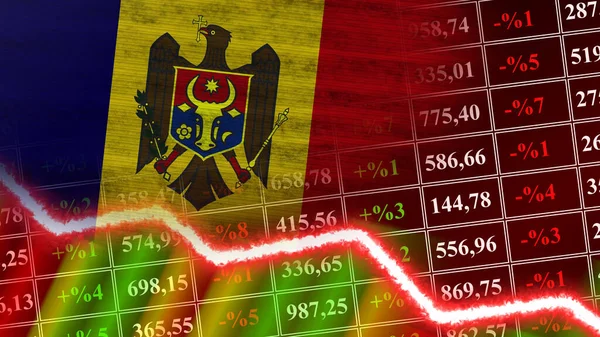 Moldawien Flagge Finanzdiagramm Finanzdiagramm Börse Börsendiagramm Aktienindizes Wirtschaftskrise Illustration — Stockfoto