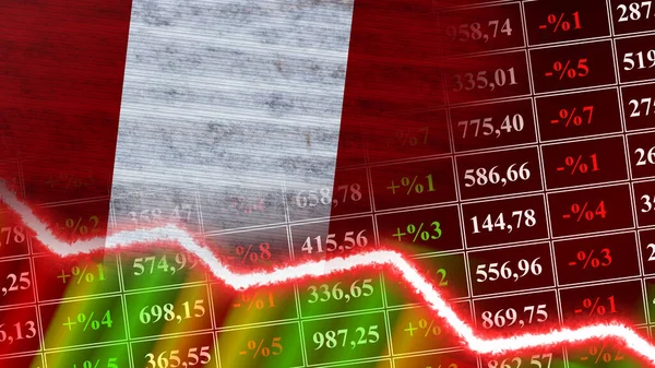 Peru Bayrağı Finans Grafiği Finansal Çizelge Borsa Borsa Grafiği Borsa — Stok fotoğraf