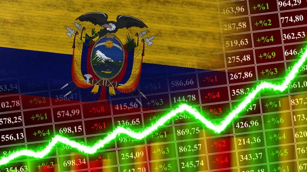 Bandera Ecuador Gráfico Financiero Gráfico Financiero Mercado Valores Gráfico Bursátil — Foto de Stock