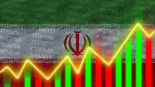 Iran Flag Financial Chart Finance Graph Stock Market Stock Exchange — стокове фото