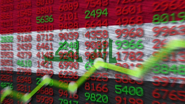 Irak Flagge Finanzdiagramm Finanzdiagramm Aktienmarkt Börsendiagramm Aktienindizes Wirtschaftswachstum Illustration — Stockfoto