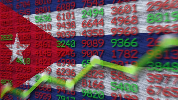 Kuba Flagge Finanzdiagramm Finanzdiagramm Börse Börsendiagramm Aktienindizes Wirtschaftswachstum Illustration — Stockfoto