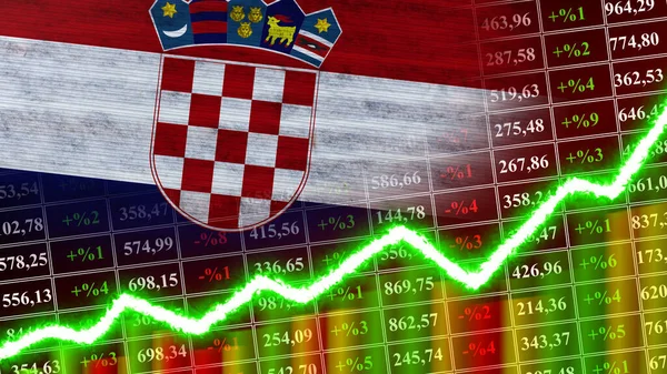 Kroatien Flagge Finanzdiagramm Finanzdiagramm Aktienmarkt Börsendiagramm Aktienindizes Wirtschaftswachstum Illustration — Stockfoto