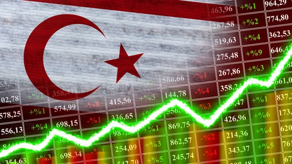 Kuzey Kıbrıs Bayrağı Finansal Çizelgesi Finans Grafiği Borsa Borsa Grafiği — Stok fotoğraf