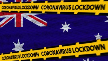 Avustralya Bayrağı ve Coronavirus COVID-19 Kilitli Yeni Coronavirus Varyant Başlığı 3D İllüstrasyon