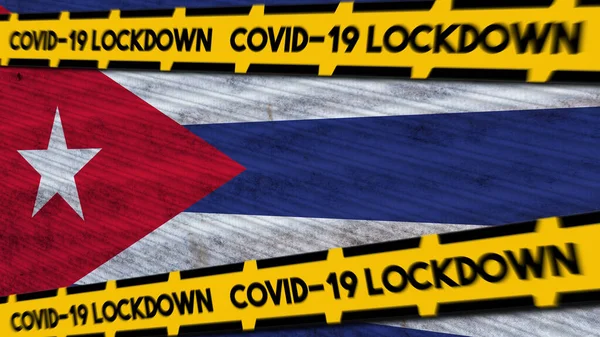Kuba Flagge Und Covid Lockdown Neue Coronavirus Variante Titel Illustration — Stockfoto