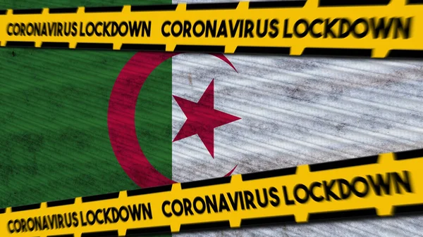 Algeria Bandiera Coronavirus Covid Lockdown Nuova Variante Coronavirus Titolo Illustrazione — Foto Stock